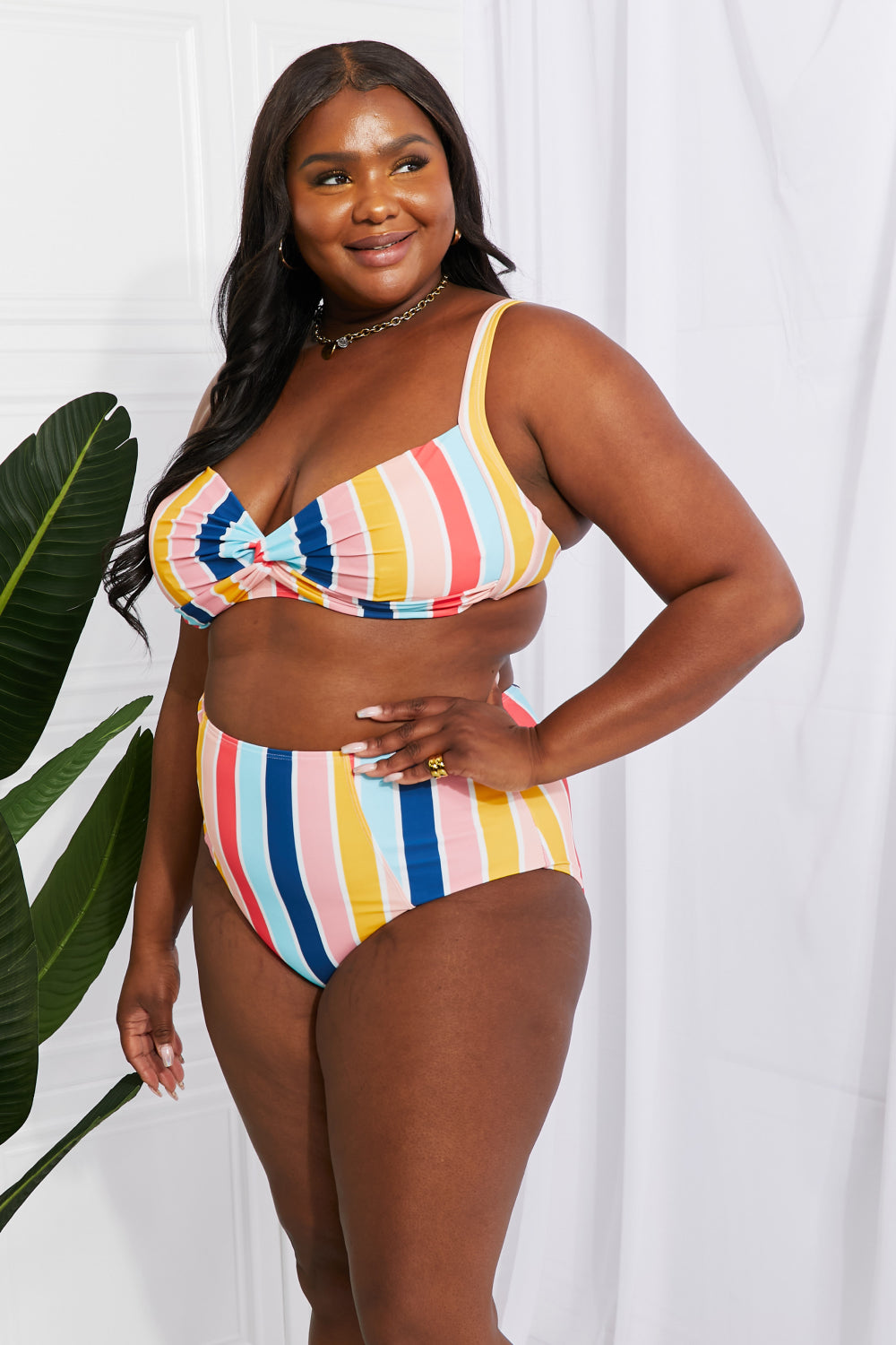 Marina West Swim Take A Dip Twist High-Rise Bikini in Stripe